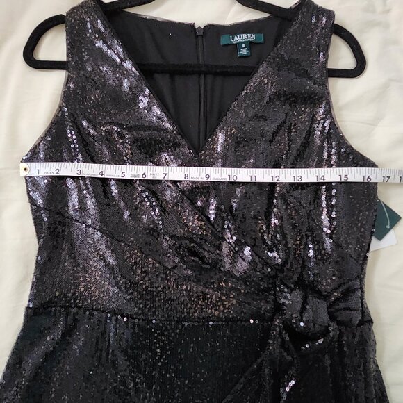 NWT Lauren Ralph Lauren Long Sleeveless Sequin Dress Size 8 - Picture 10 of 11
